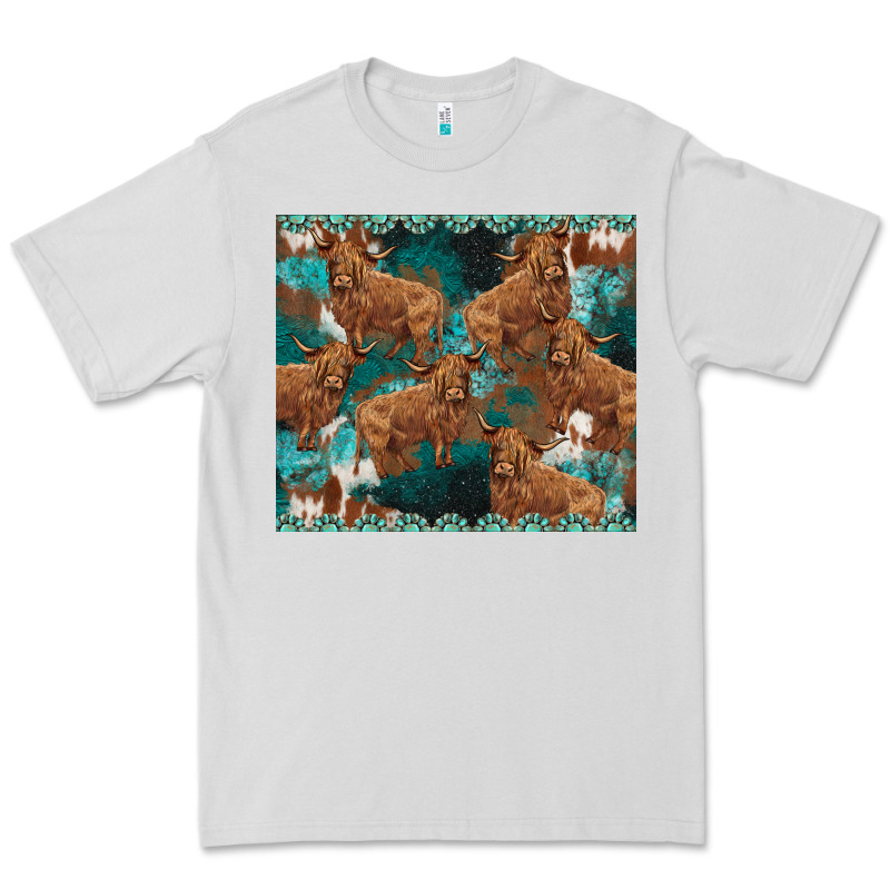 Turquoises Gemstones Cowhide Highlands Cow Premium Tee by BarkalooDesign | Teevron