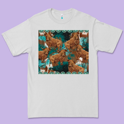 Turquoises Gemstones Cowhide Highlands Cow Premium Tee Designed By Barkaloodesign