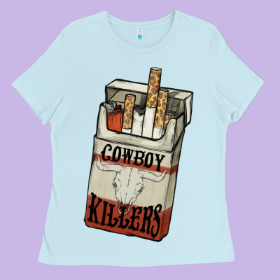 Cowboy Killers Cigarette Package Ladies Tee Designed By Nancycooperartshop