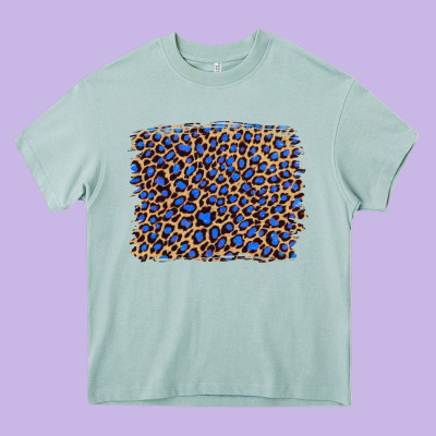 Leopard With Navy Blue Glitter Heavy Core Tee Designed By Artiststas
