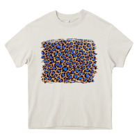 Cream leopard with navy blue glitter Heavy Core Tee - Artiststas