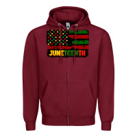 Burgundy juneteenth american flag Zipper Hoodie - CowGirlArtShop
