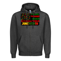 Charcoal Heather juneteenth american flag Zipper Hoodie - CowGirlArtShop