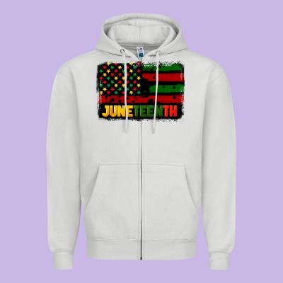 Juneteenth American Flag Zipper Hoodie Designed By Cowgirlartshop