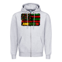 Heather Grey juneteenth american flag Zipper Hoodie - CowGirlArtShop