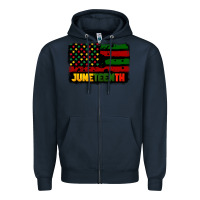 Navy juneteenth american flag Zipper Hoodie - CowGirlArtShop