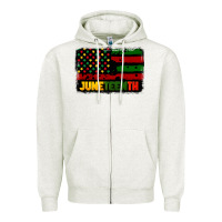 Oatmeal Heather juneteenth american flag Zipper Hoodie - CowGirlArtShop