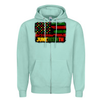 Seafoam juneteenth american flag Zipper Hoodie - CowGirlArtShop