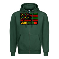 Sports Green juneteenth american flag Zipper Hoodie - CowGirlArtShop