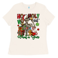 Bone ho ho holy shit what a year christmas skeleton Ladies Tee - Jasminsmagicworld