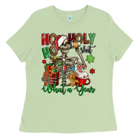 Matcha ho ho holy shit what a year christmas skeleton Ladies Tee - Jasminsmagicworld