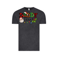 Vintage Black Daddy Claus Santa Christmas lights and holly Vintage Tee - NancyCooperArtShop