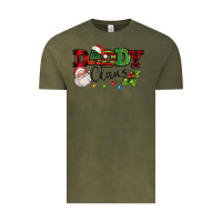 Vintage Olive Daddy Claus Santa Christmas lights and holly Vintage Tee - NancyCooperArtShop