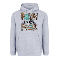 Heather Grey Western Faith Over Fear Heavyweight Hoodie - FaDigitalArtStudio