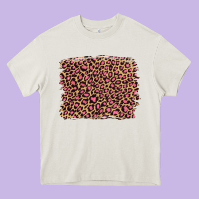 Leopard With Pink Glitter Heavy Core Tee Designed By Artiststas