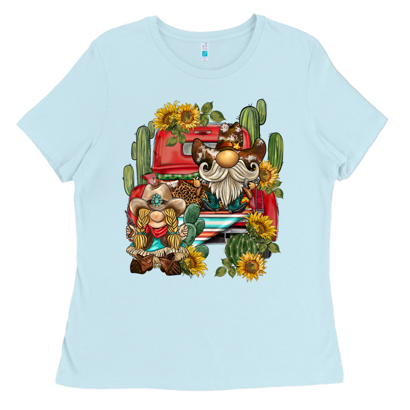 Western Gnome Truck Cactus Sunflower Ladies Tee by BarkalooDesign | Teevron