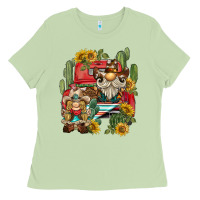 Matcha western gnome truck cactus sunflower Ladies Tee - BarkalooDesign