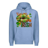 Colony Blue St. Patrick's Kiss me I'm Irish with lip Premium Hoodie - HowdyJamesFarm