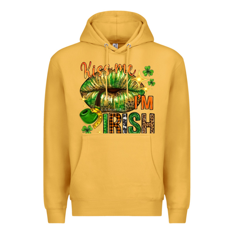 St. Patrick's Kiss Me I'm Irish With Lip Premium Hoodie by HowdyJamesFarm | Teevron