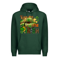 Sports Green St. Patrick's Kiss me I'm Irish with lip Premium Hoodie - HowdyJamesFarm