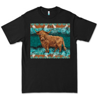 Black turquoises gemstones cowhide highland cow Premium Tee - BarkalooDesign