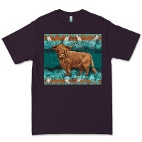 Plum turquoises gemstones cowhide highland cow Premium Tee - BarkalooDesign