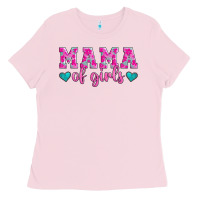 Bubblegum Pink mama of girls floral pattern turquoise heart Ladies Tee - Jasminsmagicworld