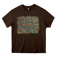 Chocolate Brown leopard with turquoise glitter Heavy Core Tee - Artiststas