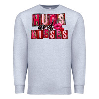 Heather Grey Hugs and kisses Valentine's Day Premium Sweatshirt - FaDigitalArtStudio