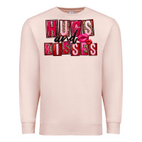Pale Pink Hugs and kisses Valentine's Day Premium Sweatshirt - FaDigitalArtStudio