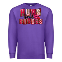 Purple Hugs and kisses Valentine's Day Premium Sweatshirt - FaDigitalArtStudio