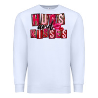 White Hugs and kisses Valentine's Day Premium Sweatshirt - FaDigitalArtStudio