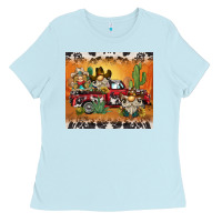 Baby Blue western gnome truck Ladies Tee - BarkalooDesign