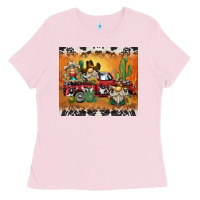 Bubblegum Pink western gnome truck Ladies Tee - BarkalooDesign
