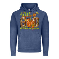 Vintage Denim with god all things are possible Vintage Hoodie - NancyCooperArtShop