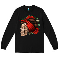 Black bandana and roses skull Long Sleeve Tee - Jasminsmagicworld