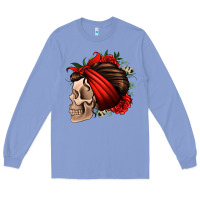 Colony Blue bandana and roses skull Long Sleeve Tee - Jasminsmagicworld
