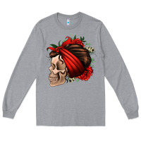 Heather Grey bandana and roses skull Long Sleeve Tee - Jasminsmagicworld