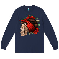 Navy bandana and roses skull Long Sleeve Tee - Jasminsmagicworld