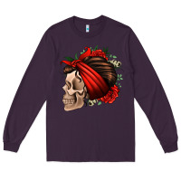 Plum bandana and roses skull Long Sleeve Tee - Jasminsmagicworld