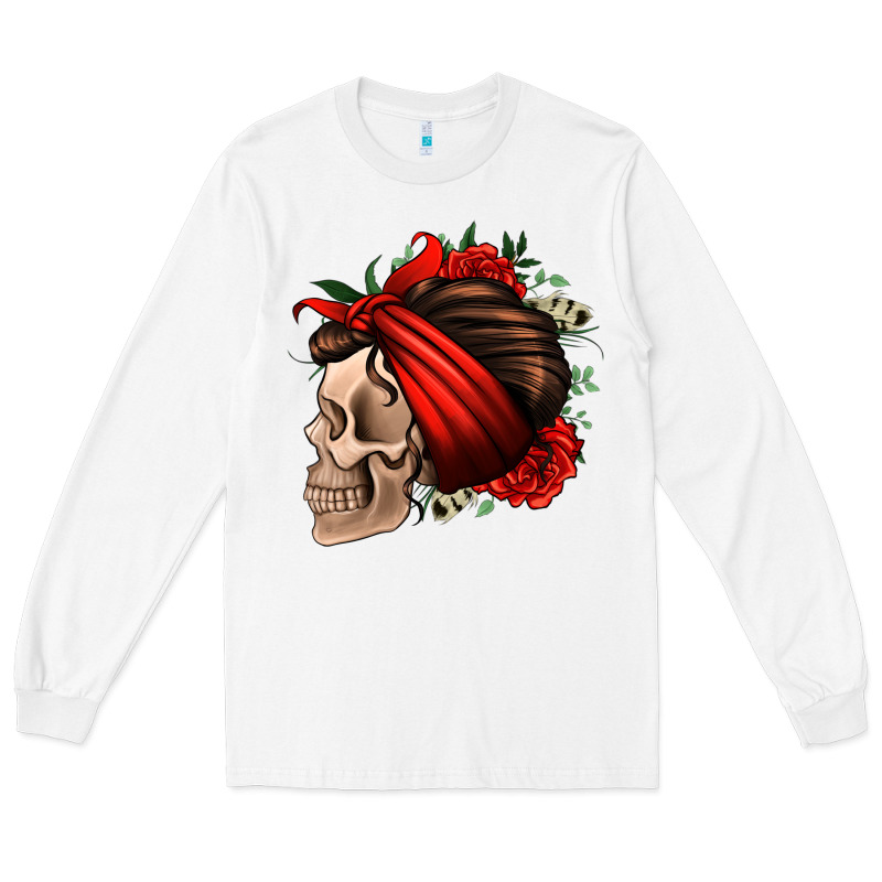 Bandana And Roses Skull Long Sleeve Tee by Jasminsmagicworld | Teevron
