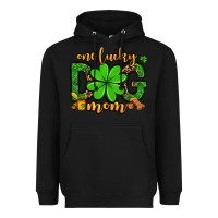 Black One lucky dog mom St. Patrick's Heavyweight Hoodie - OliviaCreatesArt