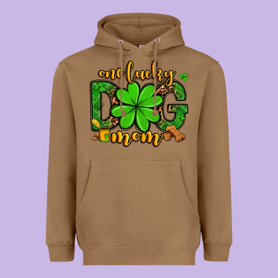 One Lucky Dog Mom St. Patrick's Heavyweight Hoodie Designed By Oliviacreatesart