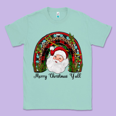 Merry Christmas Y'all Rainbow Classic Tee Designed By Jahusdesignshop