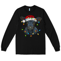 Black christmas baby black angus calf with lights Long Sleeve Tee - RanaPortraitStore