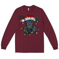 Burgundy christmas baby black angus calf with lights Long Sleeve Tee - RanaPortraitStore