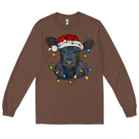 Chestnut christmas baby black angus calf with lights Long Sleeve Tee - RanaPortraitStore