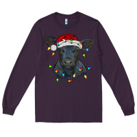 Plum christmas baby black angus calf with lights Long Sleeve Tee - RanaPortraitStore