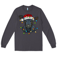 Smoke christmas baby black angus calf with lights Long Sleeve Tee - RanaPortraitStore