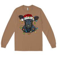 Toasted Coconut christmas baby black angus calf with lights Long Sleeve Tee - RanaPortraitStore